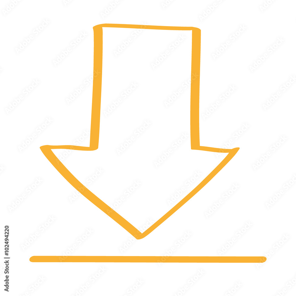 Handgezeichnetes Download-Icon in orange Handgezeichnetes Download-Icon in orange