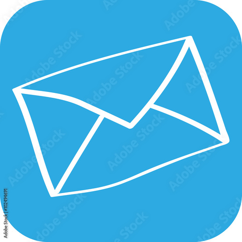 Handgezeichnetes Brief-Icon mit blauem Hintergrund