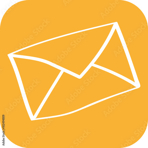 Handgezeichnetes Brief-Icon mit orangenem Hintergrund