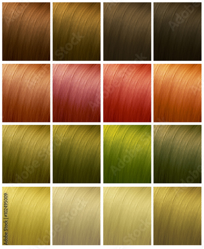 Variety shades of hair colors. 