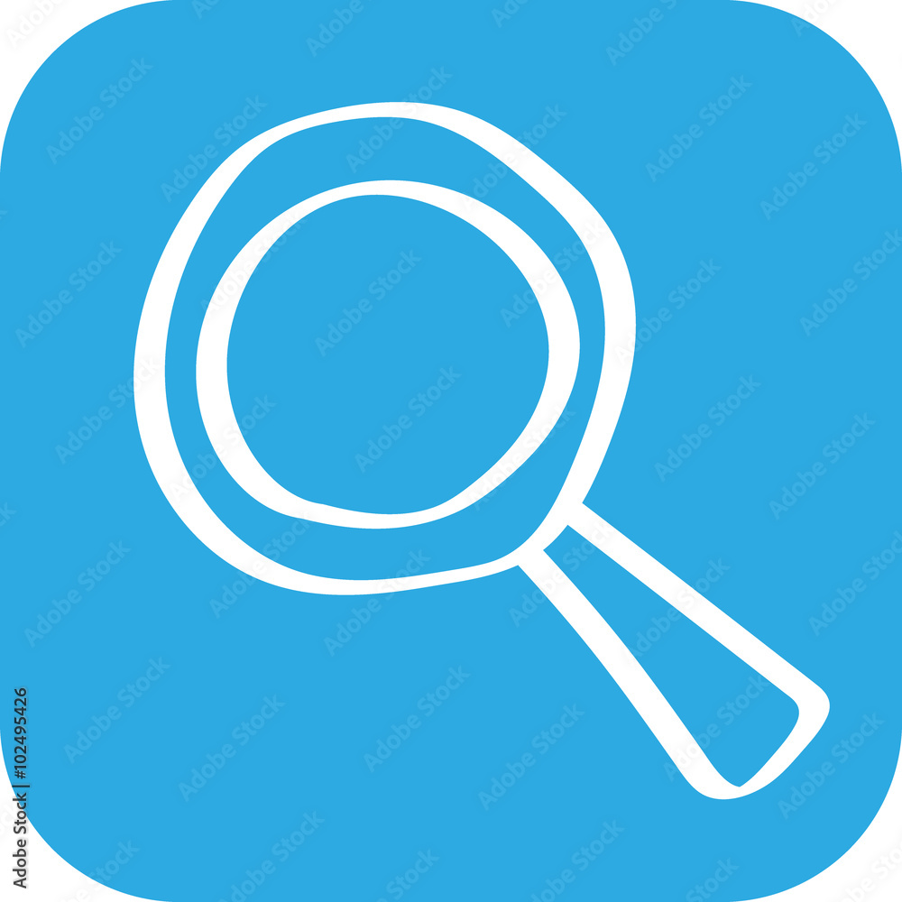 Handgezeichnetes Suchen-Icon mit blauem Hintergrund Handgezeichnetes Suchen-Icon mit blauem Hintergrund