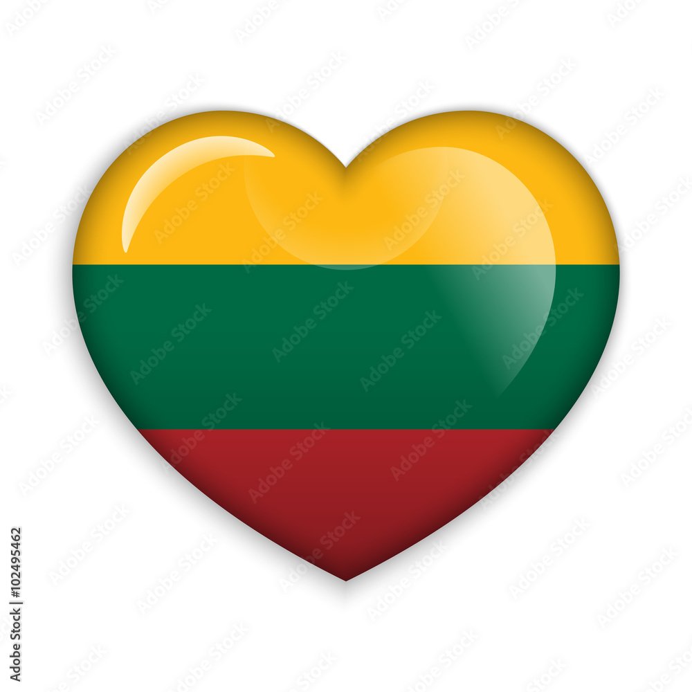 Love Lithuania. Flag Heart Glossy Button Love Lithuania. Flag Heart Glossy Button