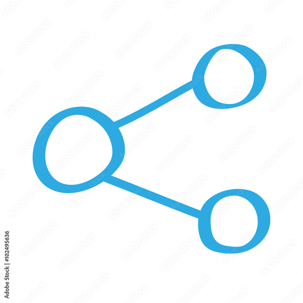 Handgezeichnetes Teilen-Icon in blau Handgezeichnetes Teilen-Icon in blau