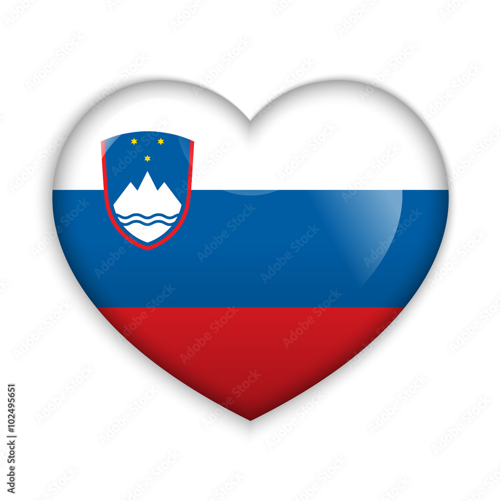 Fototapeta premium Love Slovenia. Flag Heart Glossy Button