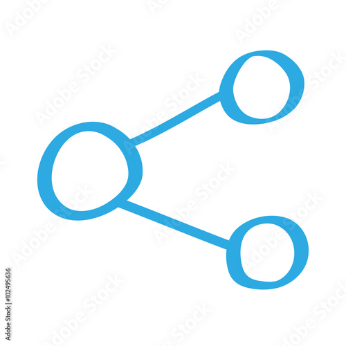 Handgezeichnetes Teilen-Icon in blau