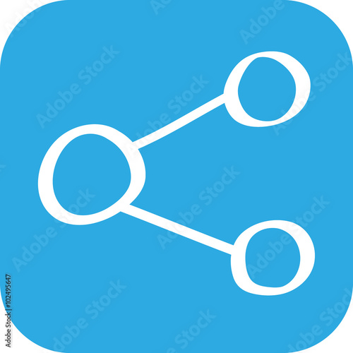Handgezeichnetes Teilen-Icon mit blauem Hintergrund