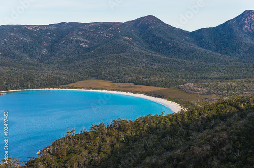 Wineglass Bay from lookout at Freycinet National Park, Tasmania