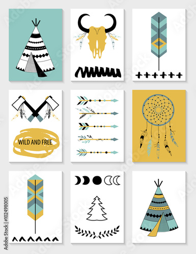 Dream catcher. Set of nine cards.