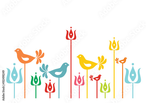 Background with traditional Hungarian floral motif