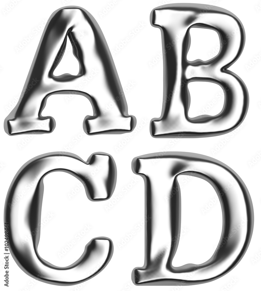 Metallic or silver alphabet on white background. Added clipping path Metallic or silver alphabet on white background. Added clipping path