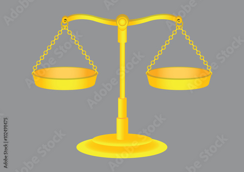 Old Fashioned Golden Weighing Scales Vector Illustration