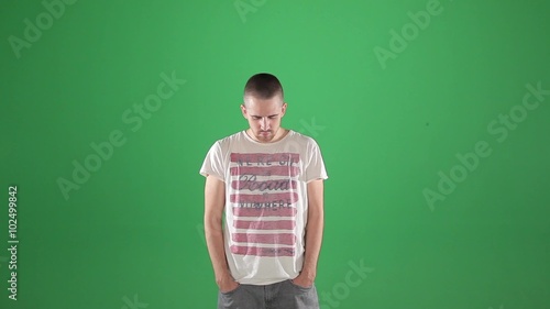 Greenscreen Kopfnicken Musik Mann