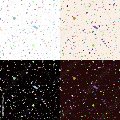 Set of seamless paint splatter pattern.