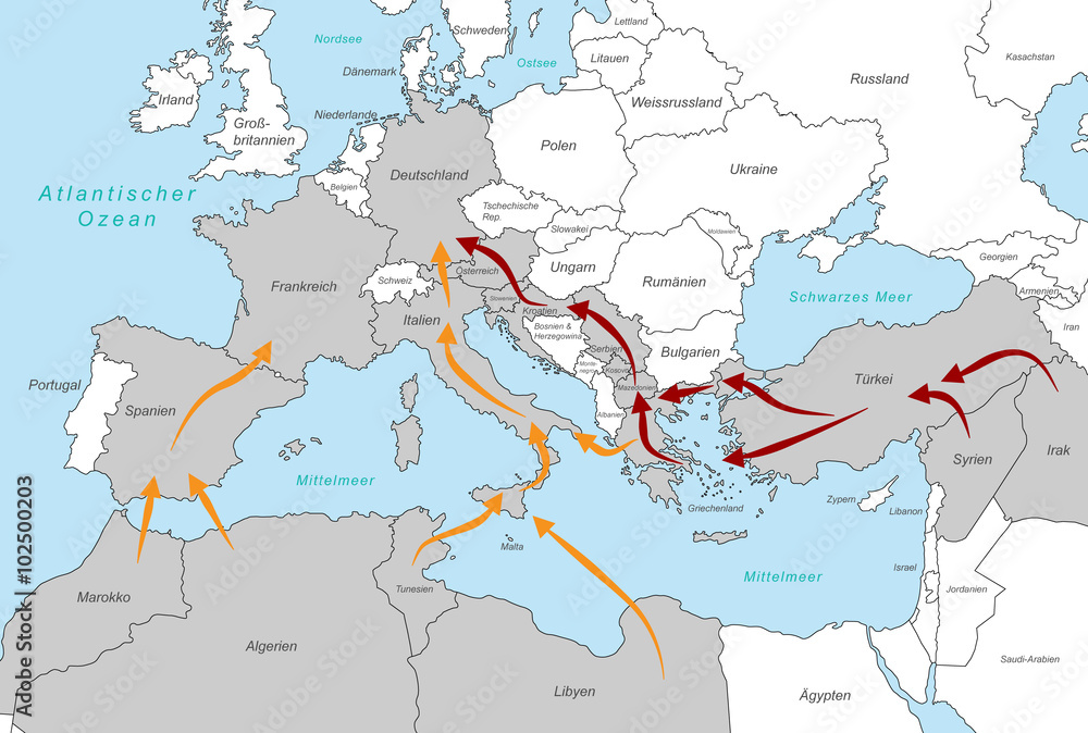 Fototapeta premium Flüchtlingsrouten - Balkanroute
