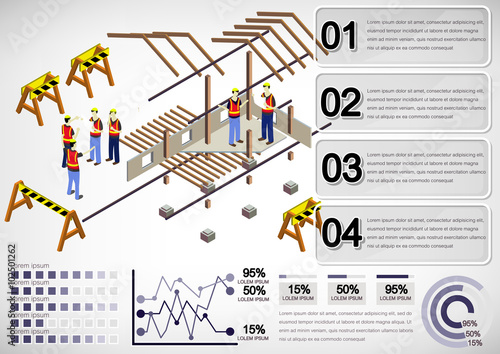 illustration of info graphic house structure concept in isometric graphic