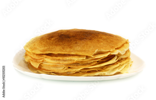 pancakes on a white plate