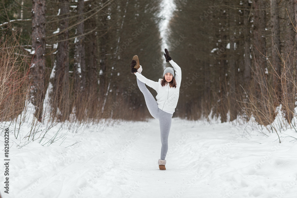 Winter yoga session in beautiful place Winter yoga session in beautiful place