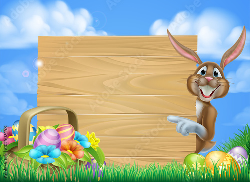Cartoon Easter Bunny Sign
