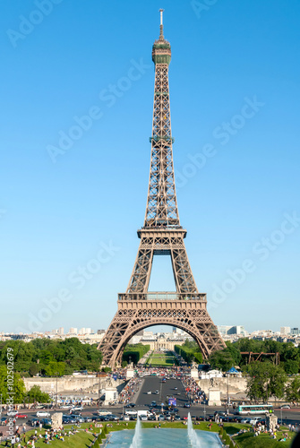 Eiffel Tower against a blue sky © starryvoyage