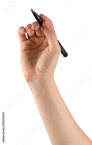 Hand writting on a glass by a felt tip pen isolated on white background