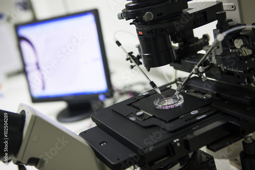 Lab equipment used in the in vitro fertilization process photo