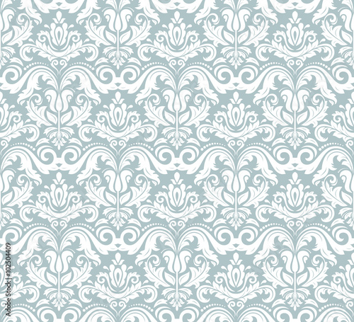 Seamless oriental ornament in the style of baroque. Traditional classic blue and white vector pattern
