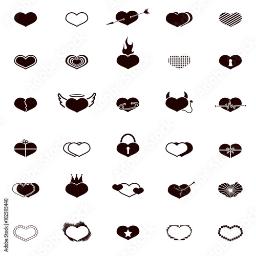 Set of hearts icons