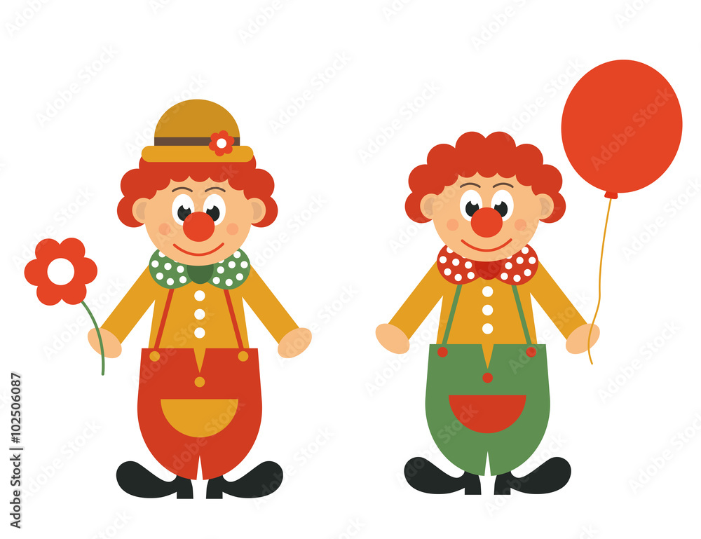 clown with flower and ball clown with flower and ball