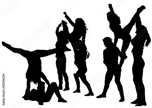 Silhouettes sports girls on a white background