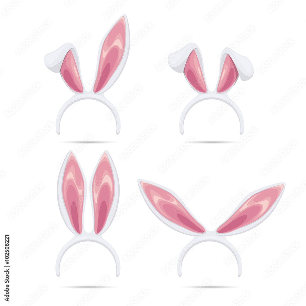 Easter masks set. Vector rabbit ears masks collection for Easter. Rabbit ears Easter masks set. Vector rabbit ears masks collection for Easter. Rabbit ears