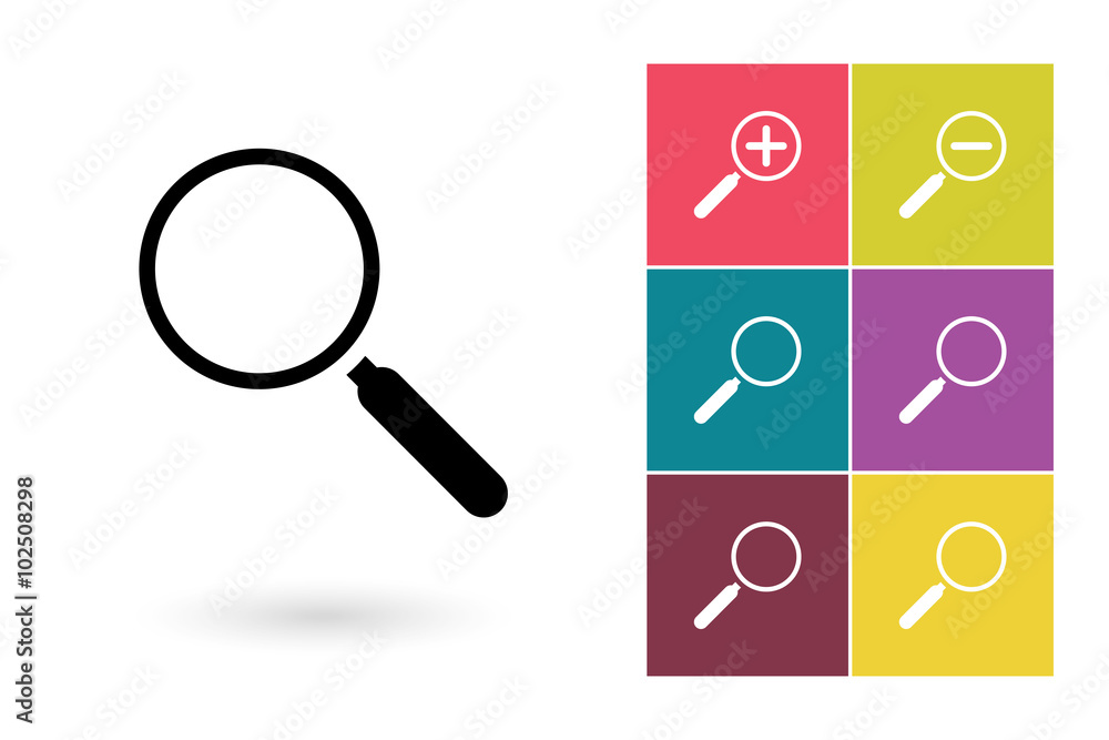 Magnify vector icon and zoom icons. Magnify symbol or magnify pictogram for logo with magnify or label with magnify