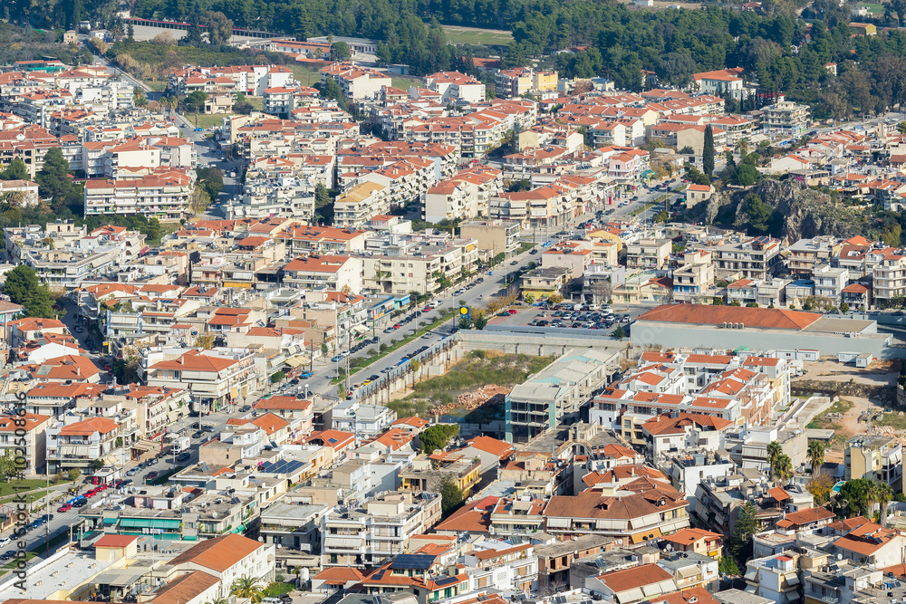 Top view of the city of Nafplio in Greece.
