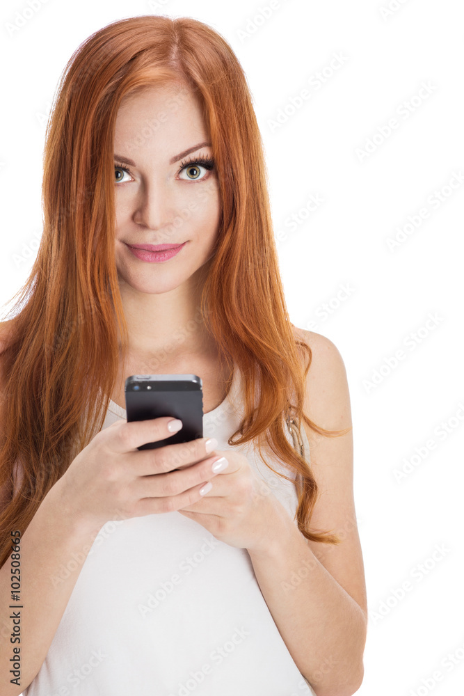 red-haired woman with phone red-haired woman with phone