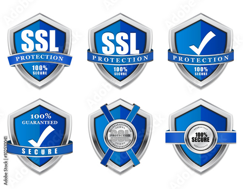 SSL Protection Secure Blue Shield Vector Icon