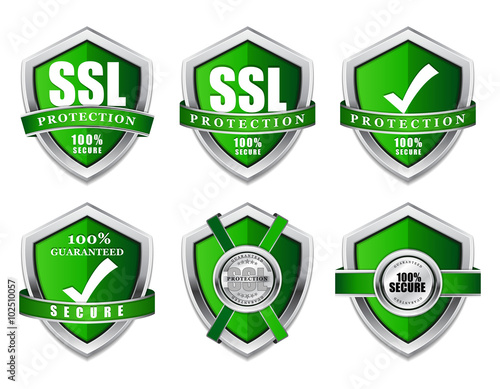 SSL Protection Secure Green Shield Vector Icon