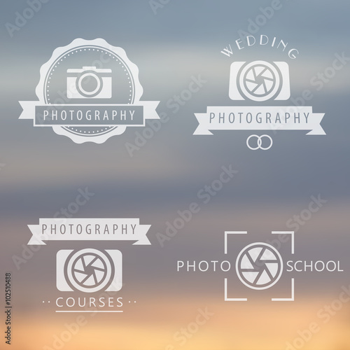 photography, courses, photo school, photographer logo, emblems, signs, badges, vector illustration