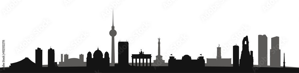 Skyline Berlin als Vektor Kontur