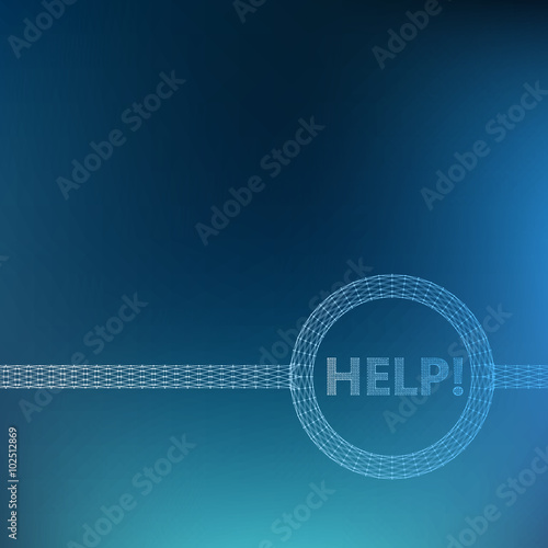 The inscription - Help. Molecular lattice. Structural mesh of polygons on a white background. Polygonal design style letterhead and brochure.