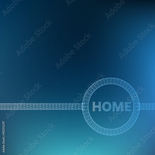 The inscription - Home. Molecular lattice. Structural mesh of polygons on a white background. Polygonal design style letterhead and brochure.
