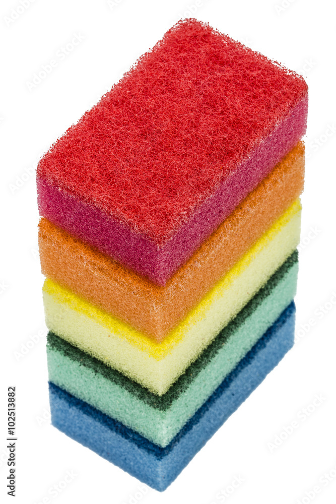 Sponges for washing dishes, isolated on white background Sponges for washing dishes, isolated on white background