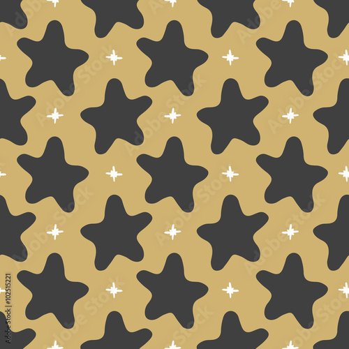 Vector seamless pattern stars in doodle style. Hand drawing.