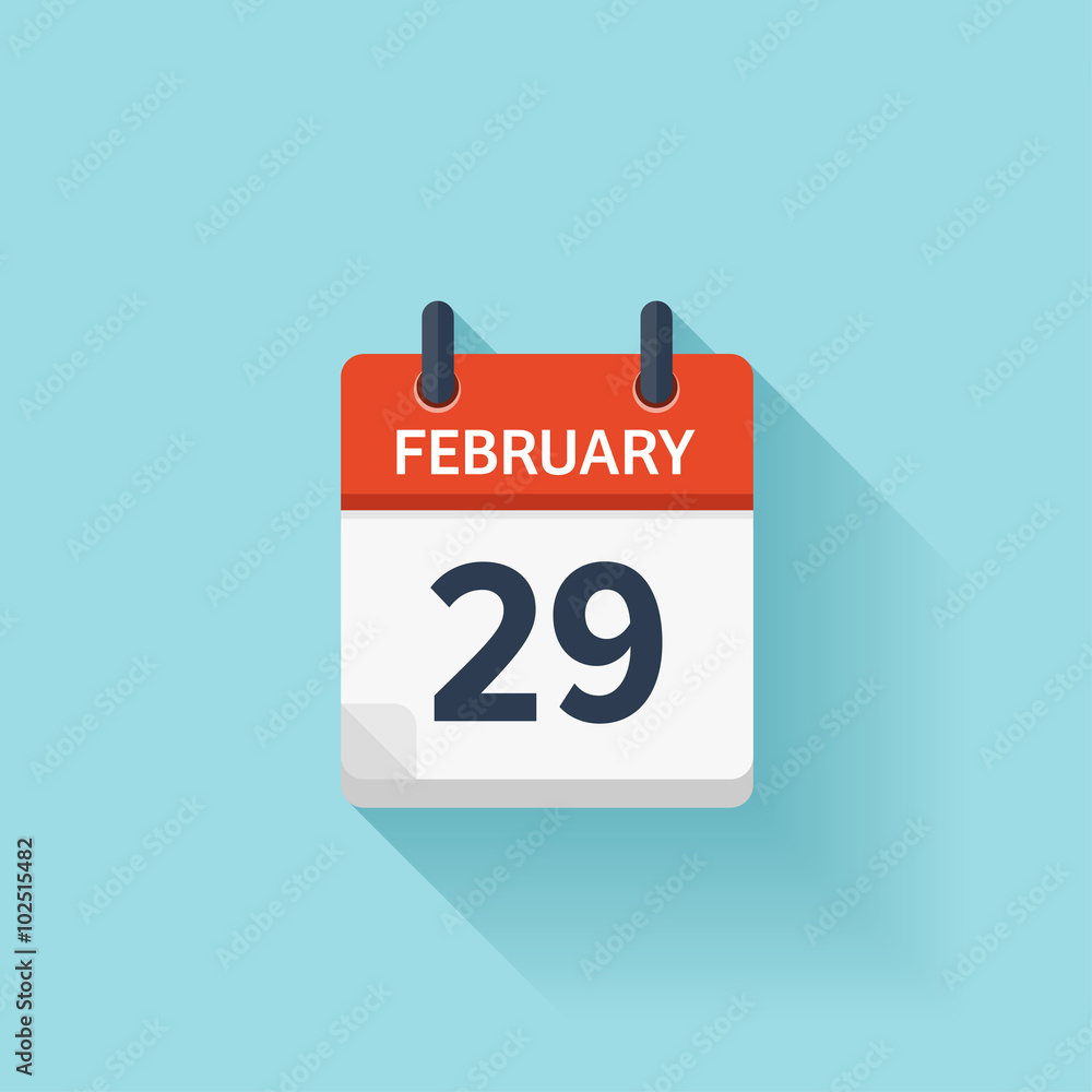 February 29. Vector flat daily calendar icon. Date and time, day, month.  Holiday. Stock Vector | Adobe Stock