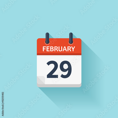 February 29. Vector flat daily calendar icon. Date and time, day, month. Holiday. photo