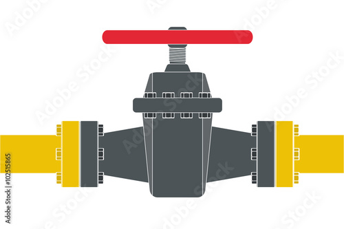Gas pipe with  flange and valve.