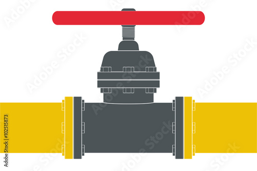 Gas pipe with  flange and valve.