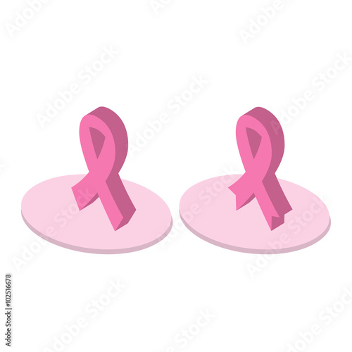 set of Pink Ribbon in isometric design