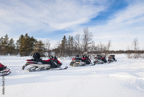 The snowmobiles