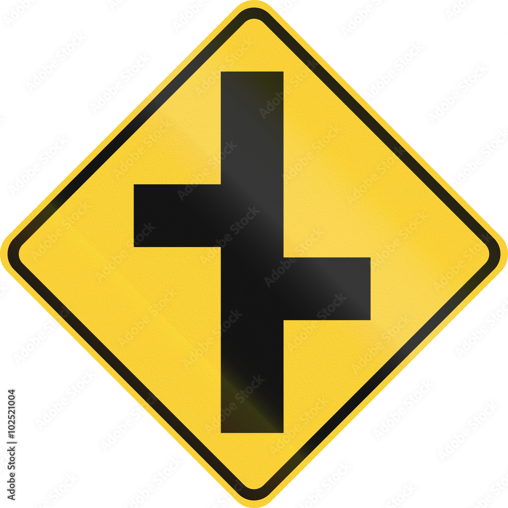 United States MUTCD warning road sign - Offset roads United States MUTCD warning road sign - Offset roads