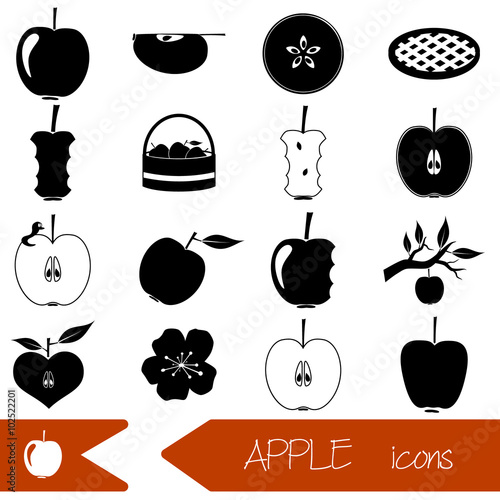 apple theme black simple icons set eps10