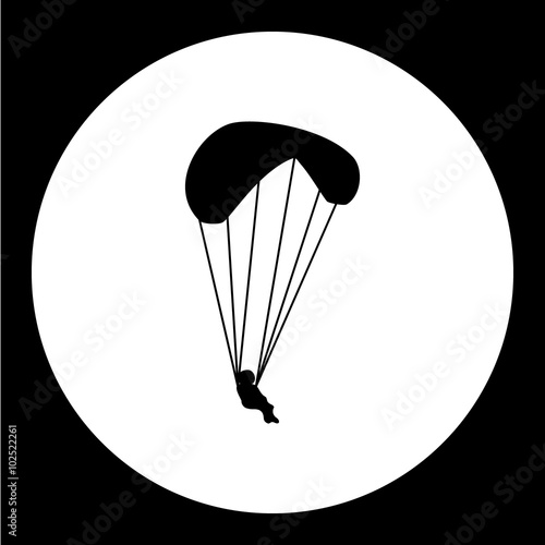simple parachutist man isolated black icon eps10